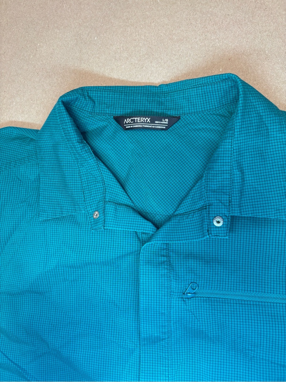 Arc'teryx Men’s Teal Grid Button-Down Shirt